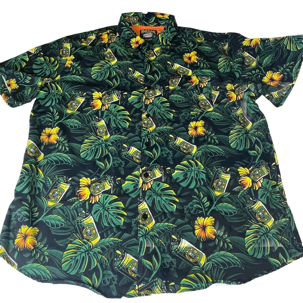 New Sullen Art Mens 2X Beer Garden Woven Button Up Pool Shirt Beer Leaves